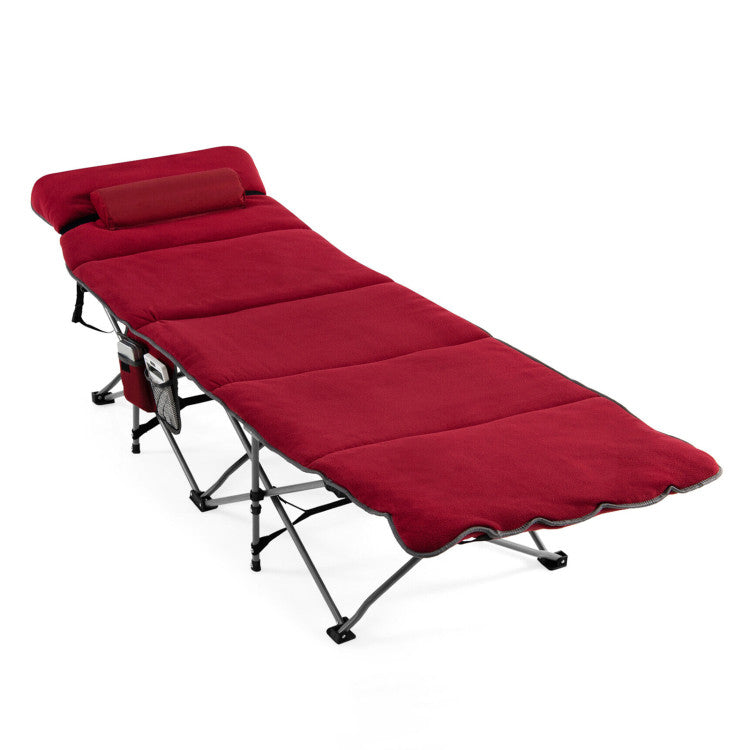 Folding Retractable Travel Camping Cot Sleeping Bed with Mattress and Carry Bag