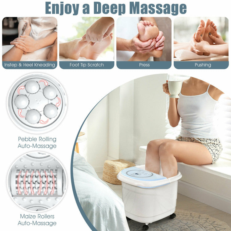 Foot Spa Bath Massager with 3-Angle Shower and Detachable Rollers