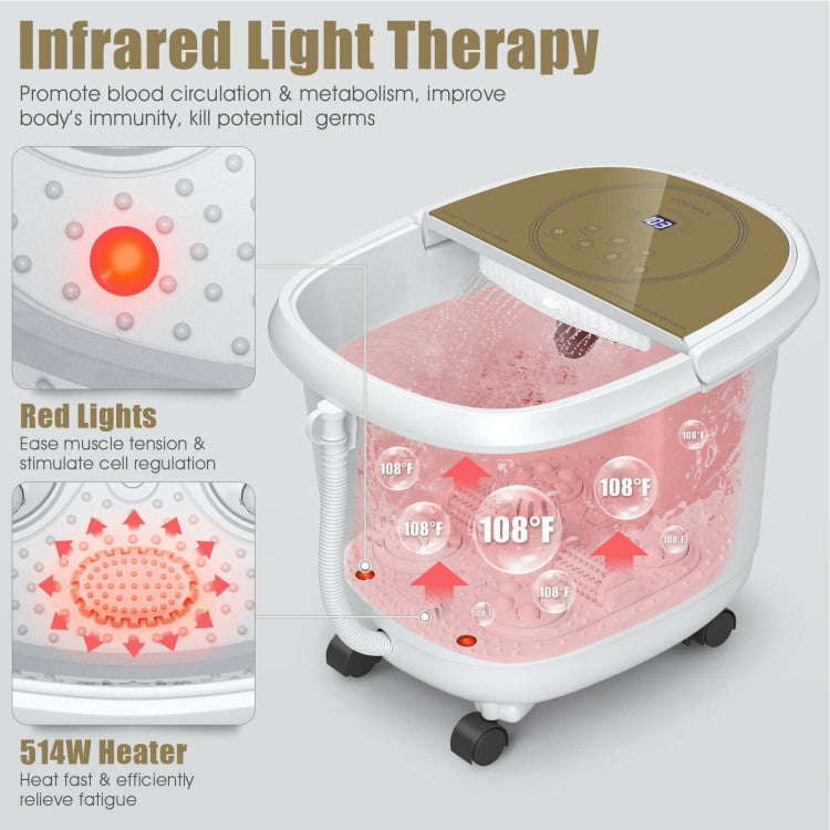 Foot Spa Bath Massager with 3-Angle Shower and Detachable Rollers