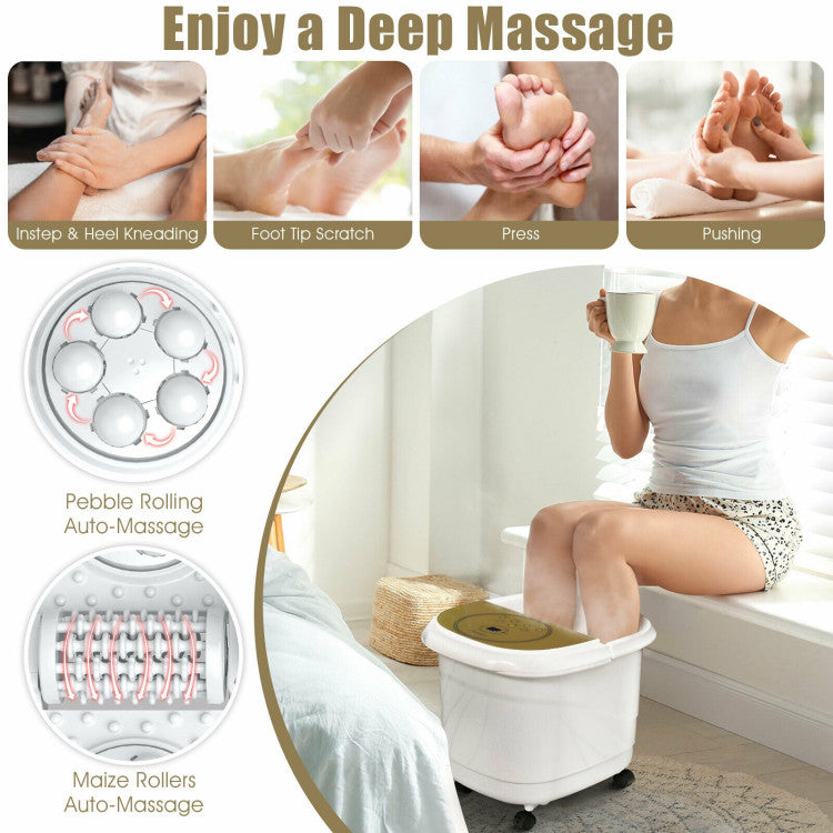 Foot Spa Bath Massager with 3-Angle Shower and Detachable Rollers