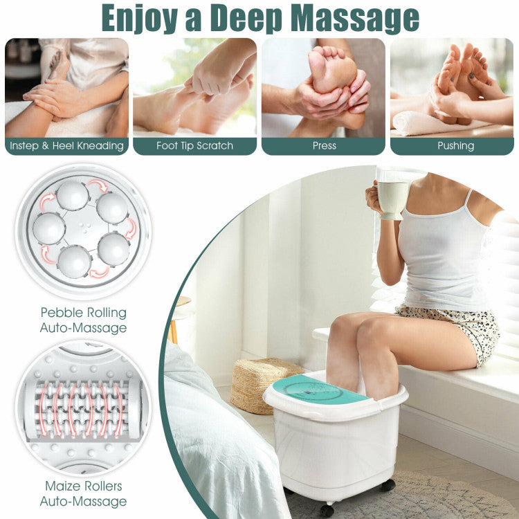 Foot Spa Bath Massager with 3-Angle Shower and Detachable Rollers