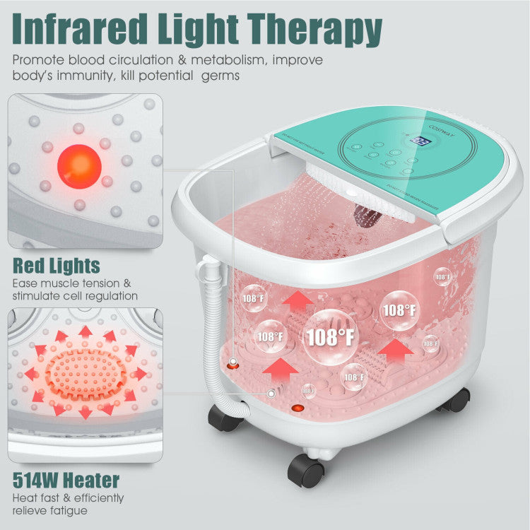 Foot Spa Bath Massager with 3-Angle Shower and Detachable Rollers