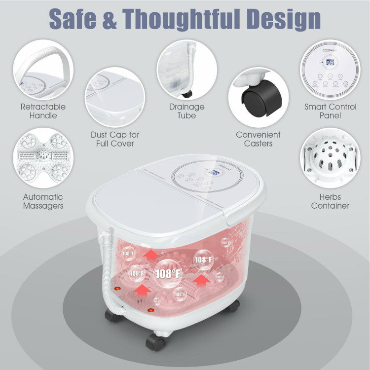 Foot Spa Bath Massager with 3-Angle Shower and Detachable Rollers