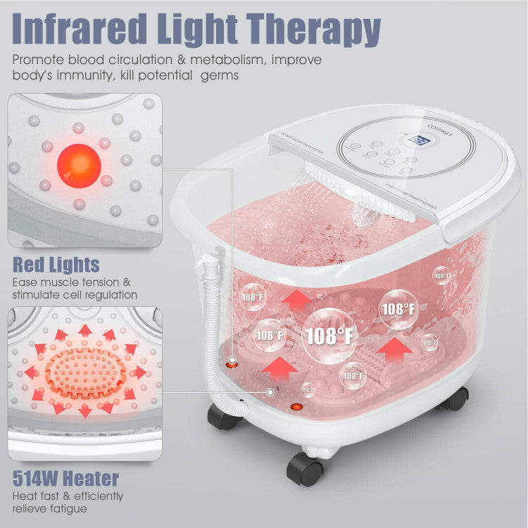 Foot Spa Bath Massager with 3-Angle Shower and Detachable Rollers