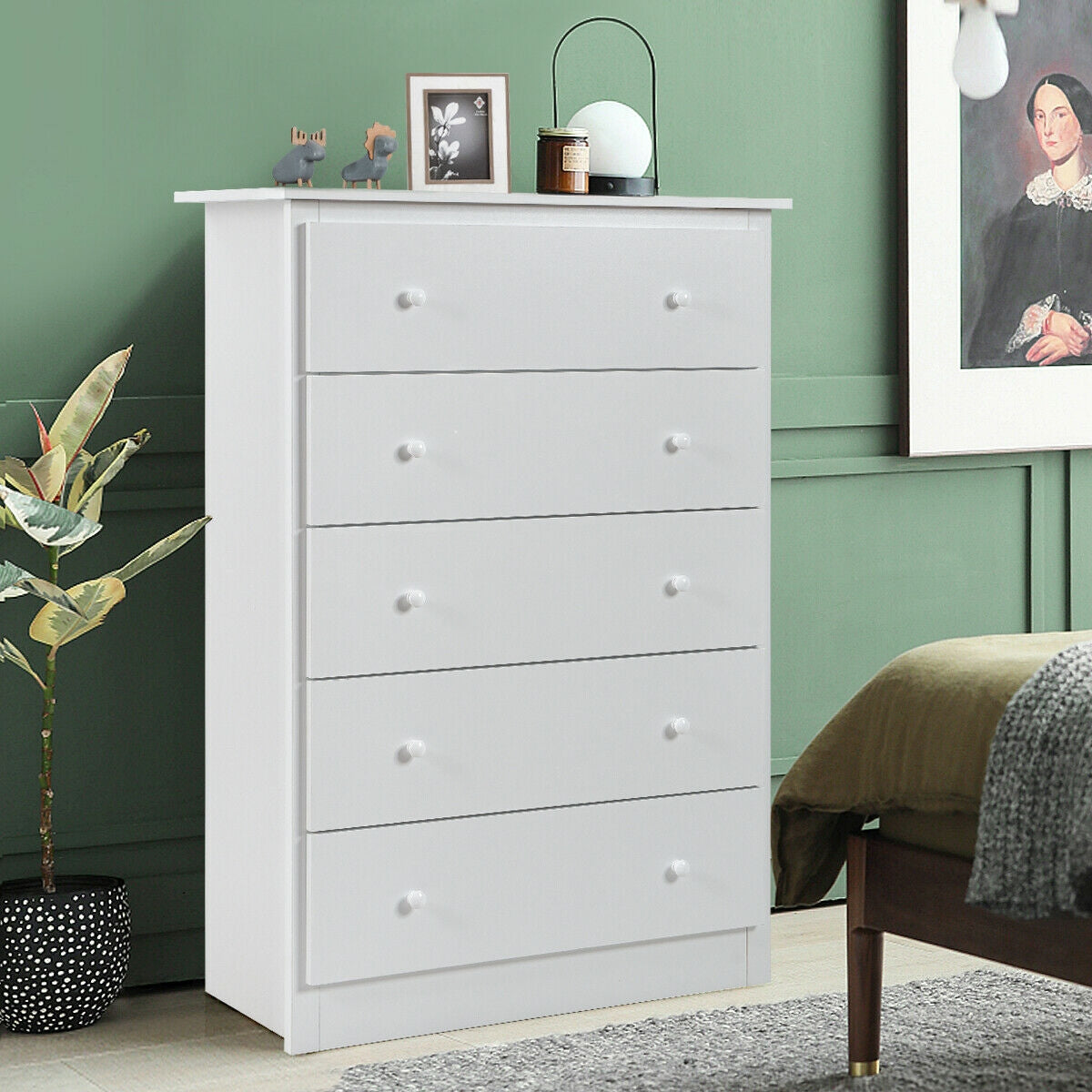 Functional Storage Organized Dresser with 5-Drawer & Smooth Slide Rail