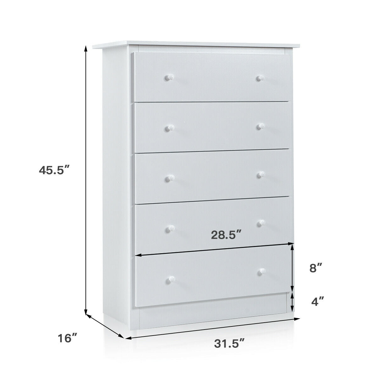 Functional Storage Organized Dresser with 5-Drawer & Smooth Slide Rail
