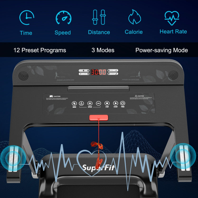 Gymax Folding Compact Treadmill with APP Control Bluetooth Speaker and 12 Preset Programs