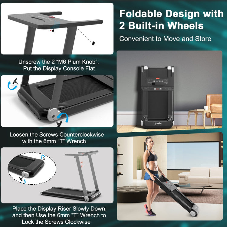 Gymax Folding Compact Treadmill with APP Control Bluetooth Speaker and 12 Preset Programs