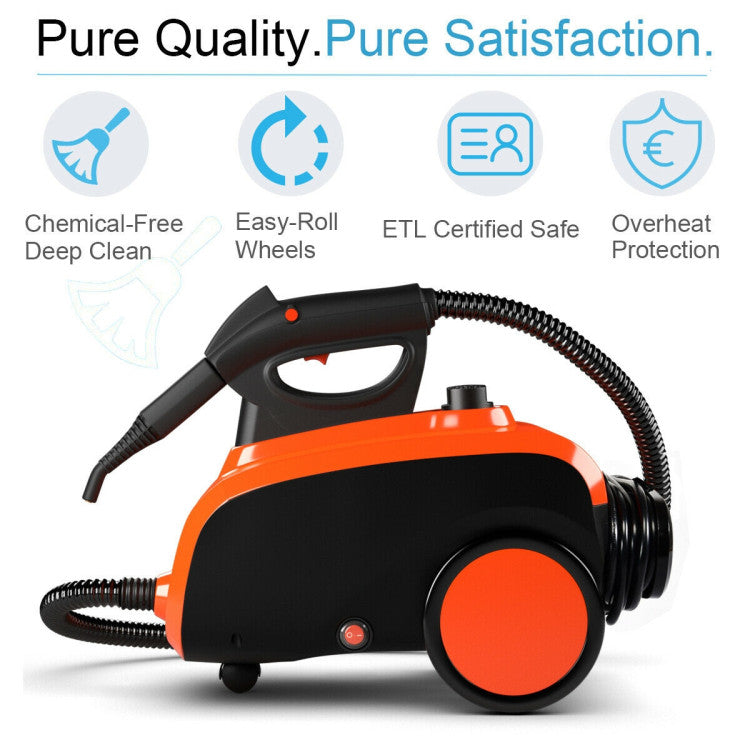 Heavy Duty 1500W 1.5 L Water Tank Household Steam Cleaner with 18 Accessories and Wheels