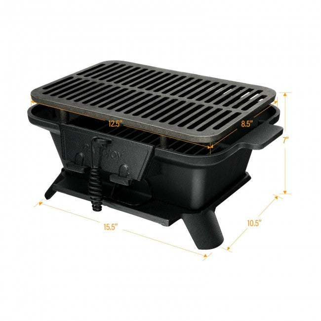 Heavy Duty Cast Iron Tabletop BBQ Grill Stove with Two Different Heights for Camping Picnic