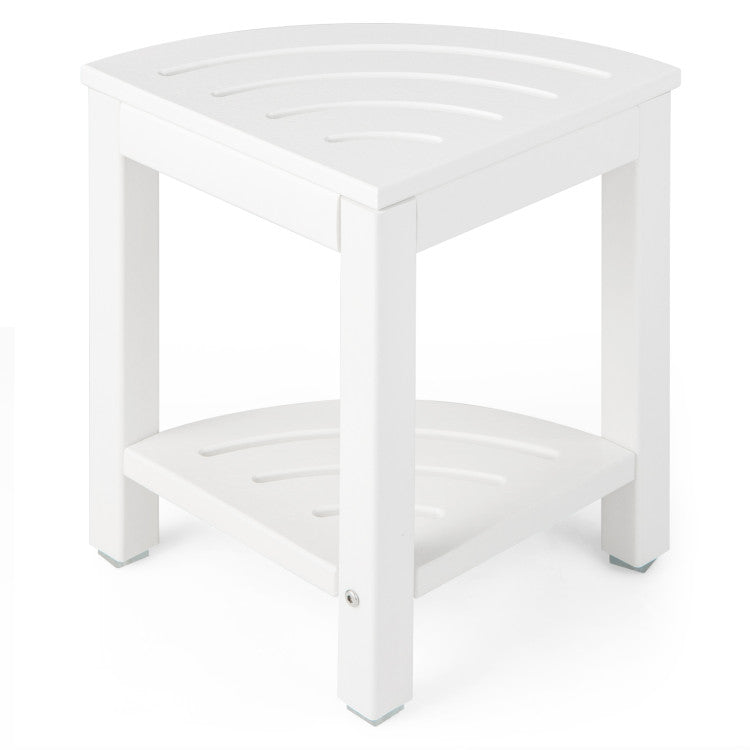 Heavy Duty Corner Shower Bench Stool with Storage Shelf for Bathrooms and Bedsides