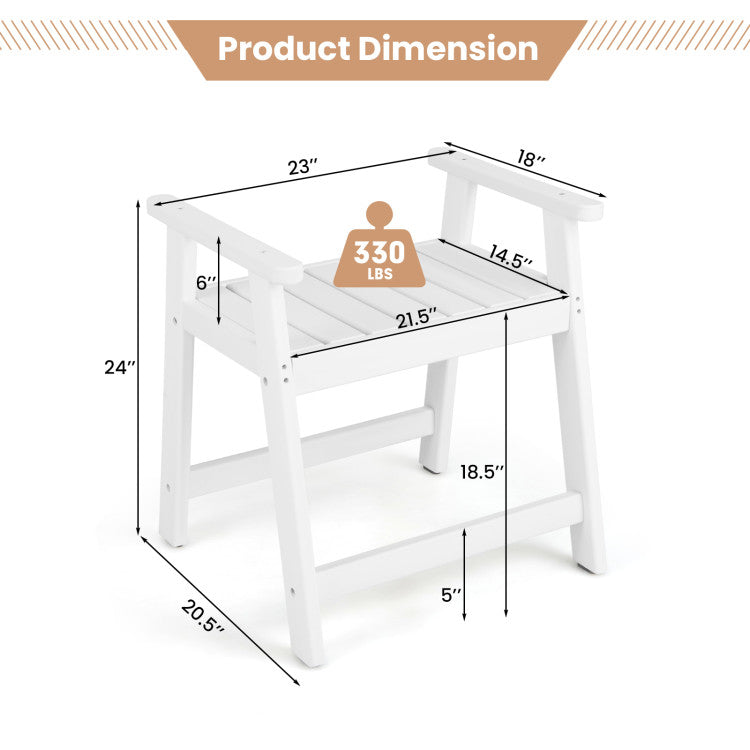 Heavy Duty HDPE Shower Bench with Arms for Bathroom