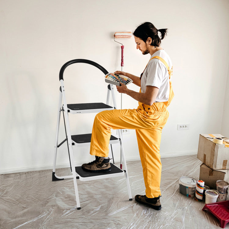 Heavy Duty Industrial Lightweight Folding Stool 3-Step Ladder