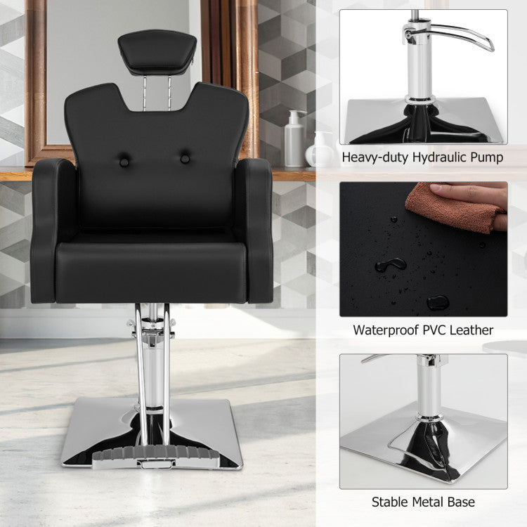 Heavy Duty Salon Chair with 360 Degrees Swivel with Adjustable Headrest and Height