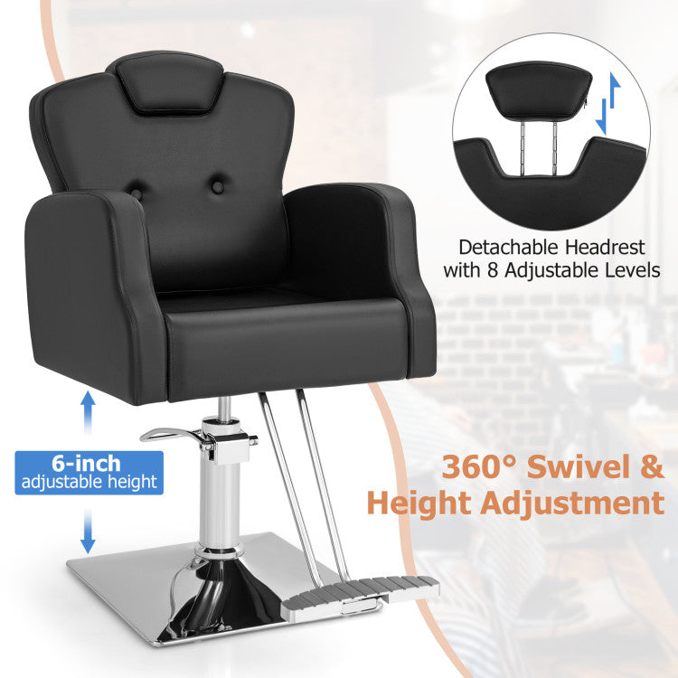 Heavy Duty Salon Chair with 360 Degrees Swivel with Adjustable Headrest and Height