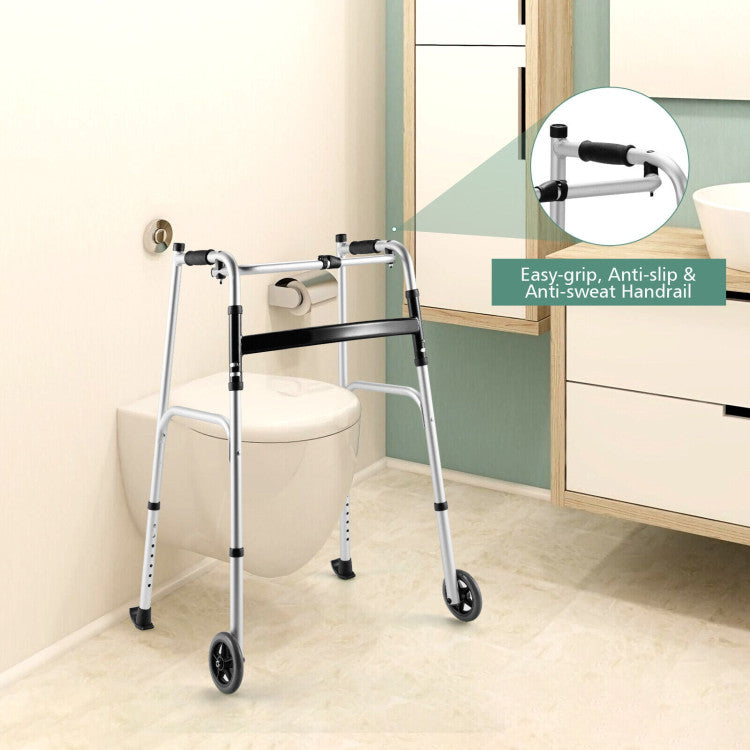 Height Adjustable One-click Folding Rolling Walker & Rollators with Seat