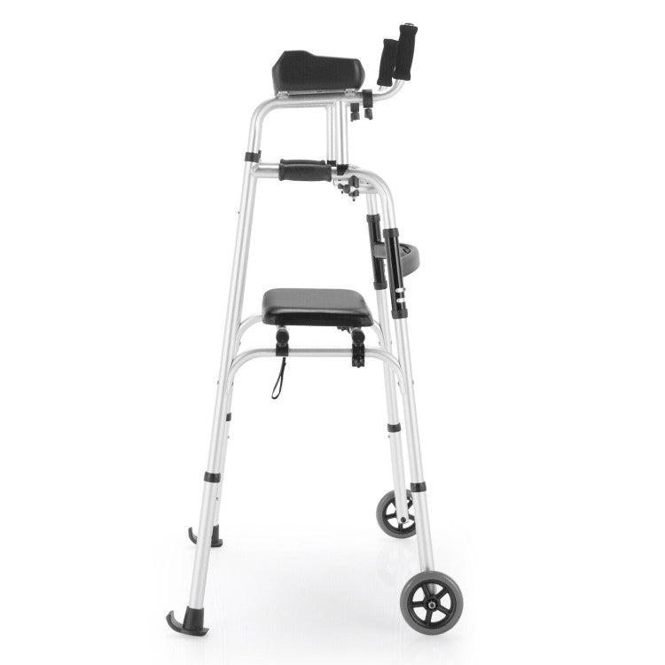 Height Adjustable One-click Folding Rolling Walker & Rollators with Seat