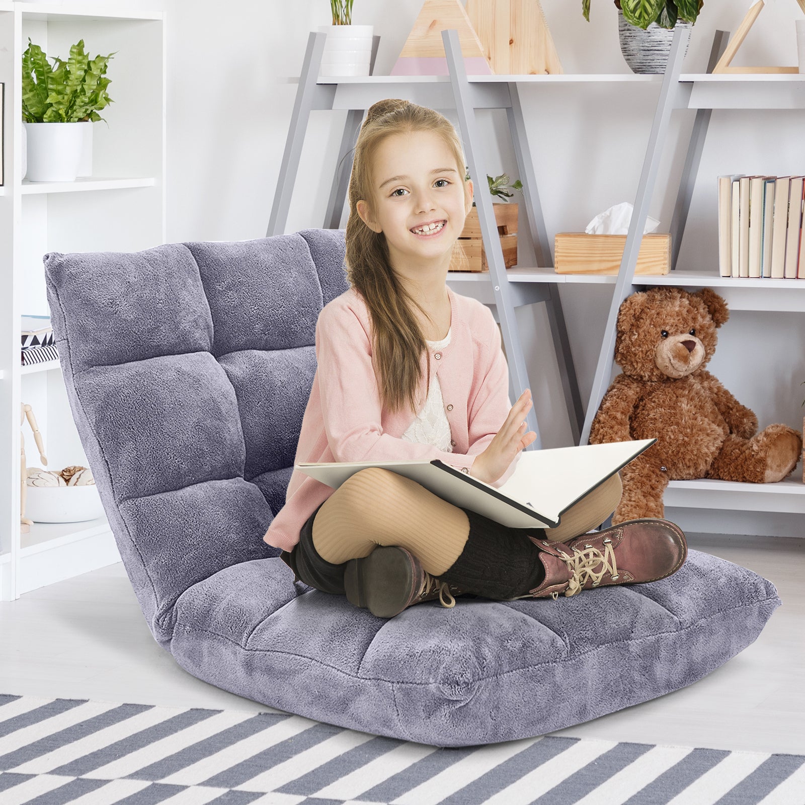 High-density Sponge Cushioned Floor Chair with Adjustable 14-position