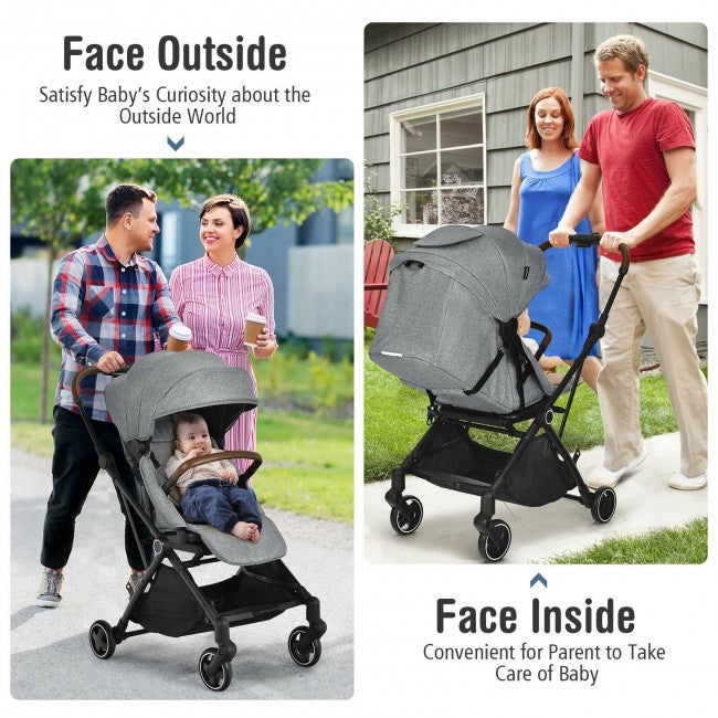 2-in-1 Convertible Aluminum Baby Stroller with Adjustable Canopy