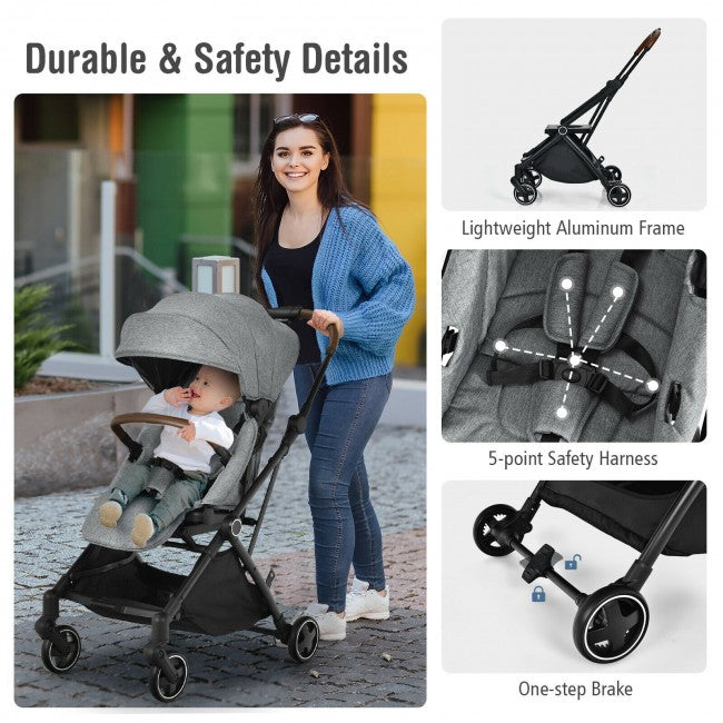 2-in-1 Convertible Aluminum Baby Stroller with Adjustable Canopy