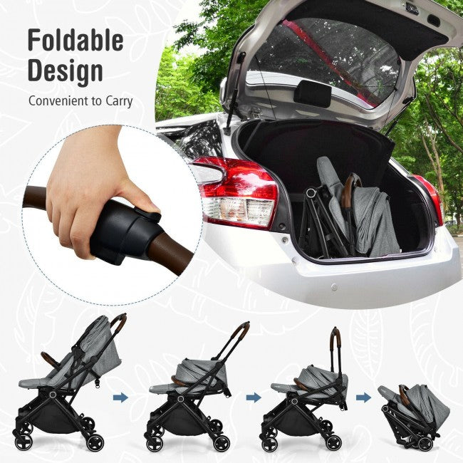 2-in-1 Convertible Aluminum Baby Stroller with Adjustable Canopy