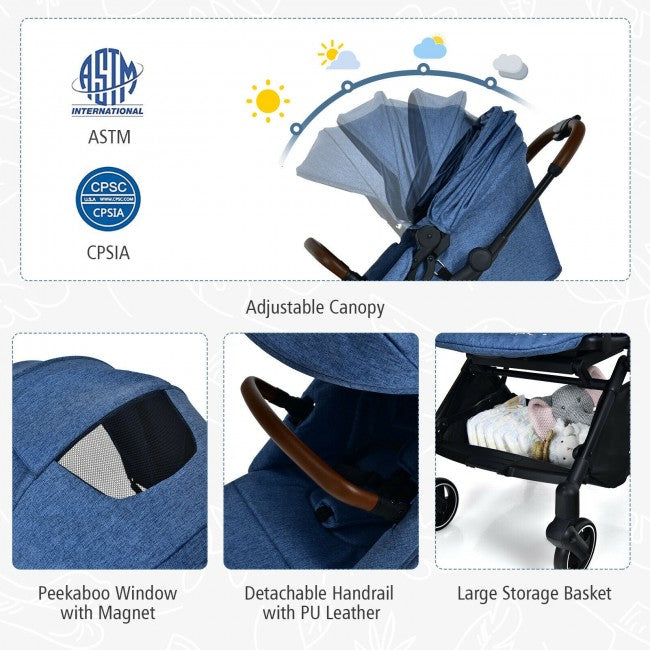 2-in-1 Convertible Aluminum Baby Stroller with Adjustable Canopy