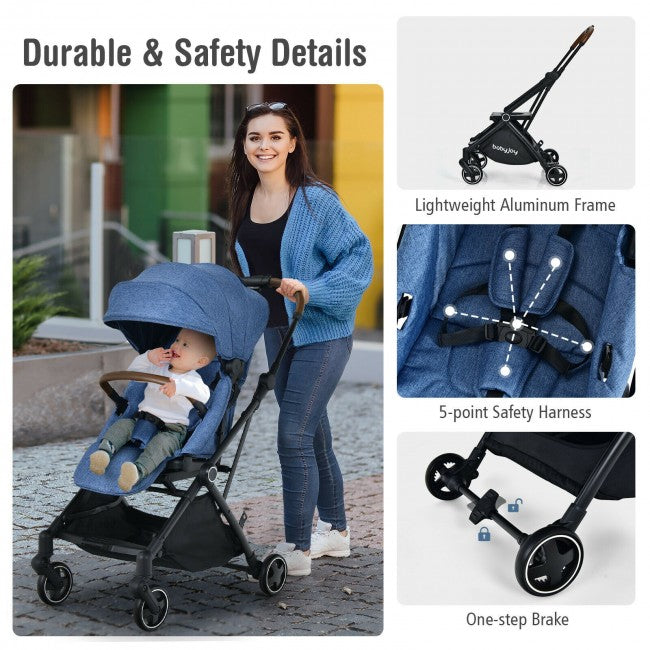 2-in-1 Convertible Aluminum Baby Stroller with Adjustable Canopy