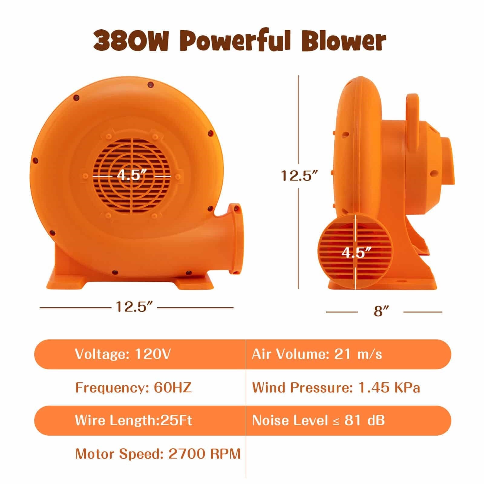Air Blower for Inflatables with 25 feet Wire and GFCI Plug