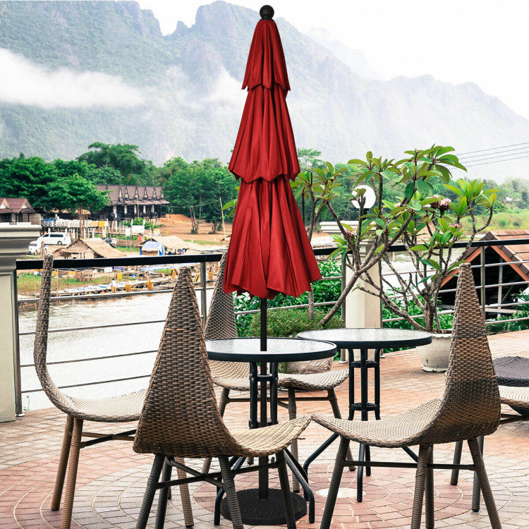 10-Feet 3-Tier Patio Umbrella Outdoor Canopy with Double Vented for Pool