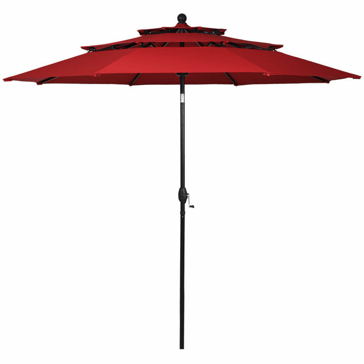 10-Feet 3-Tier Patio Umbrella Outdoor Canopy with Double Vented for Pool