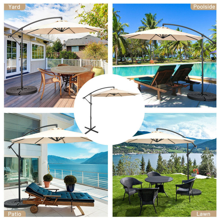 10 Feet Offset Umbrella with Cross Base for Pool, Outdoor Camping, Patio