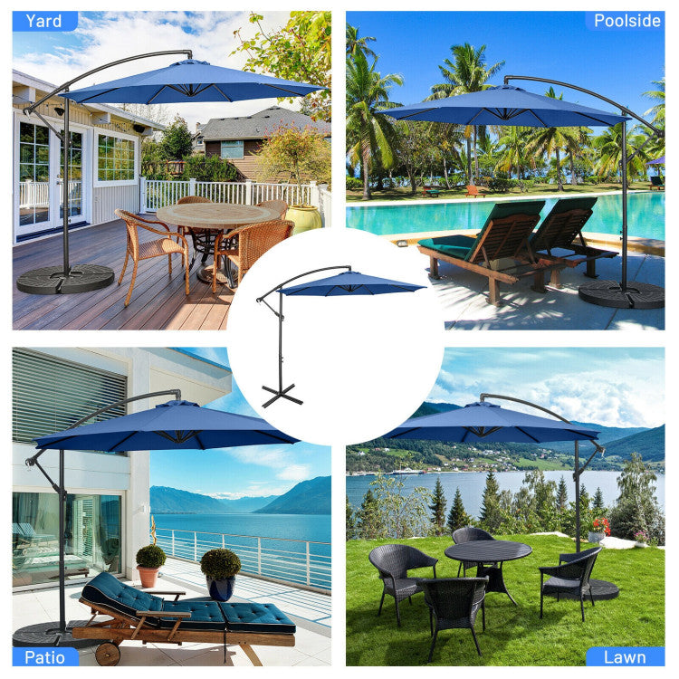 10 Feet Offset Umbrella with Cross Base for Pool, Outdoor Camping, Patio