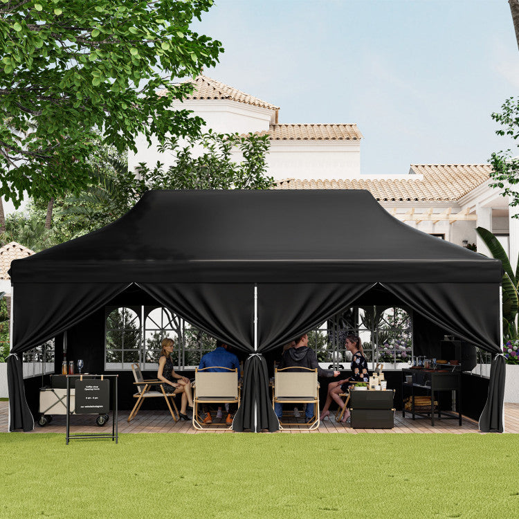10 x 20 Feet Pop up Canopy with 6 Detachable Sidewalls Windows and Carrying Bag