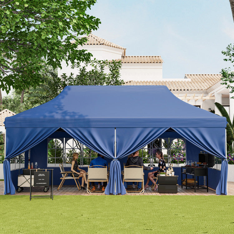 10 x 20 Feet Pop up Canopy with 6 Detachable Sidewalls Windows and Carrying Bag
