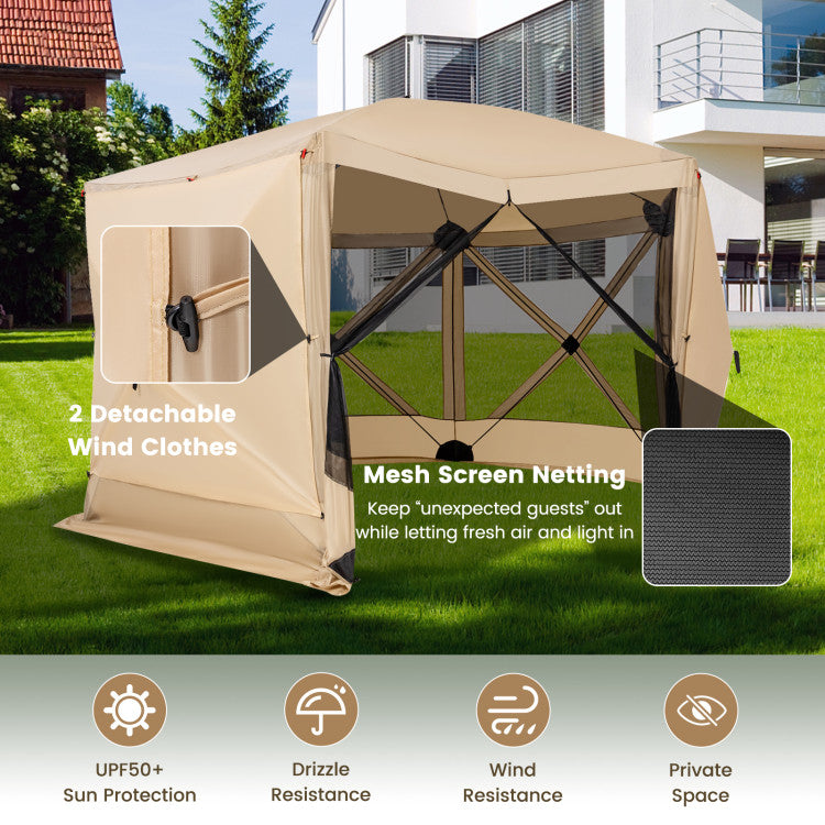 11.5 X 11.5 FT Pop-up Screen House Tent with Carrying Bag for Outdoor Camping and Picnic