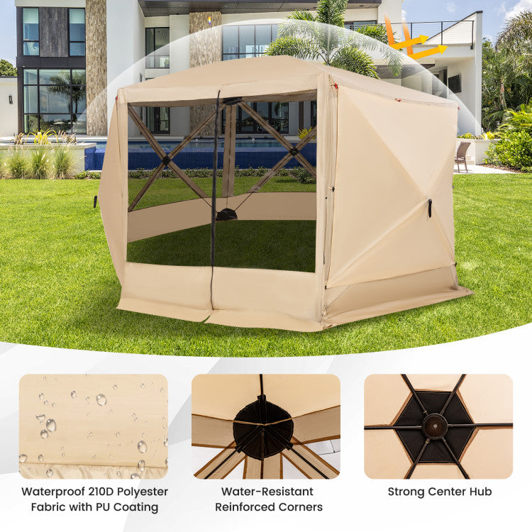 11.5 X 11.5 FT Pop-up Screen House Tent with Carrying Bag for Outdoor Camping and Picnic