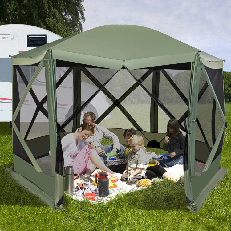 11.5 X 11.5 FT Pop-up Screen House Tent with Carrying Bag for Outdoor Camping and Picnic