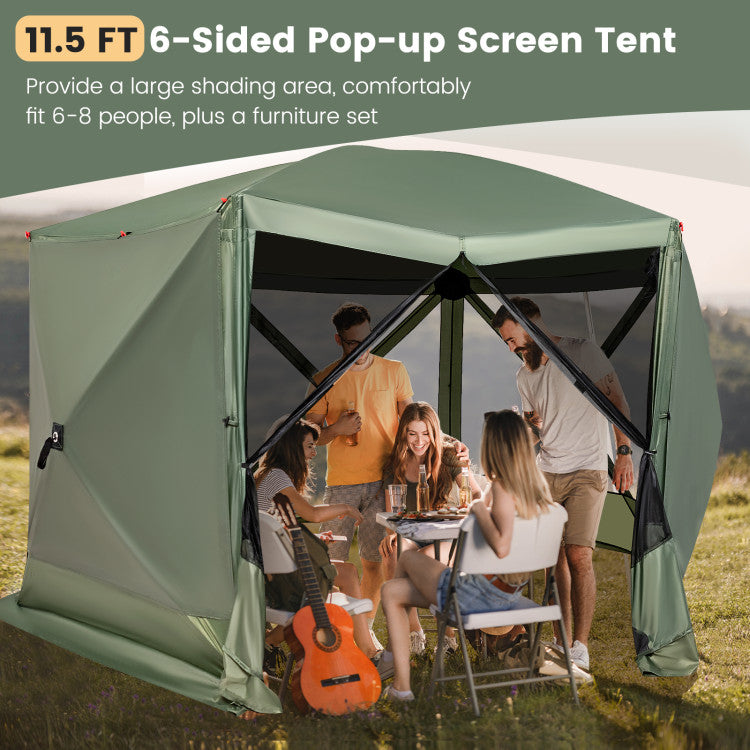 11.5 X 11.5 FT Pop-up Screen House Tent with Carrying Bag for Outdoor Camping and Picnic