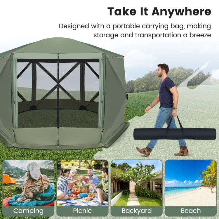 11.5 X 11.5 FT Pop-up Screen House Tent with Carrying Bag for Outdoor Camping and Picnic