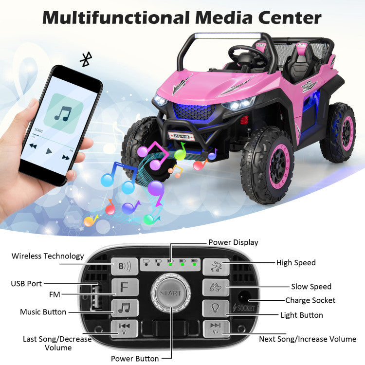 12V 2-Seater Kids Ride on UTV with Slow Start Function and Music Player