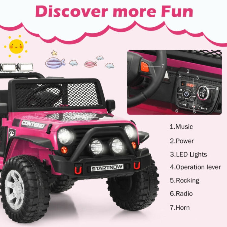 12V Kids Remote Control Electric  Ride On Truck Car with Lights and Music