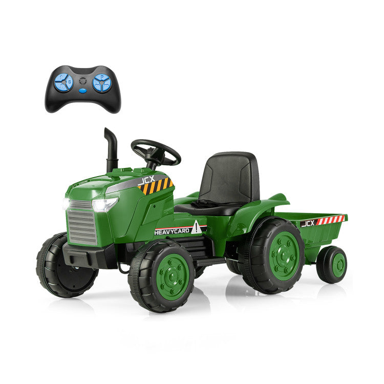 12V Kids Ride-On Tractor with Trailer and Remote Control