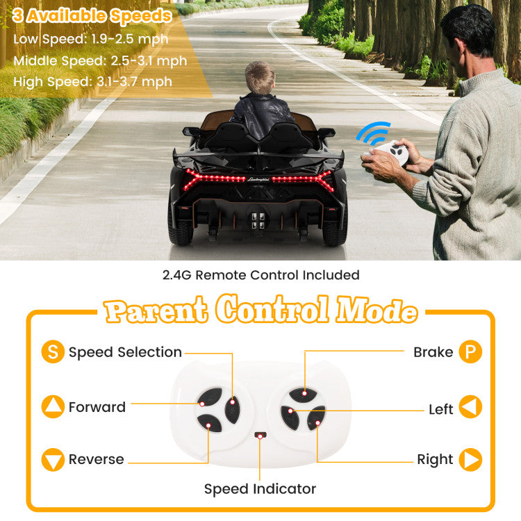 12V Licensed Lamborghini 4WD Kids Ride-on Sports Car with Remote Control