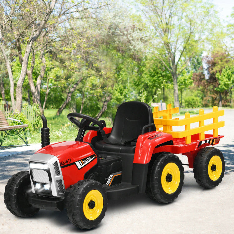 12V Ride-on Tractor with 3-Gear-Shift & Remote Control for Kids 3+ Years Old