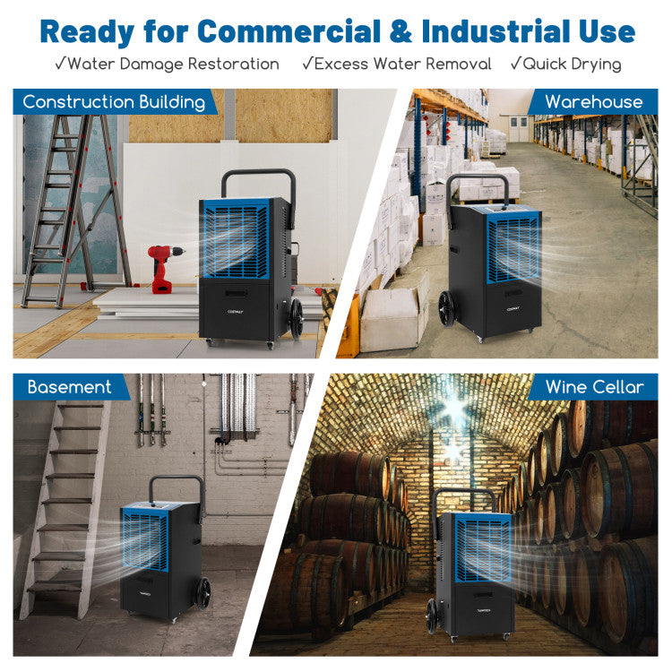 140 Pints Commercial Dehumidifier with Pump and Drain Hose for Crawl Space