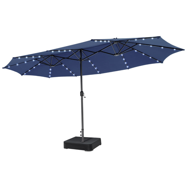 15 Feet Double-Sided Outdoor Patio Umbrella with 48 LED Lights