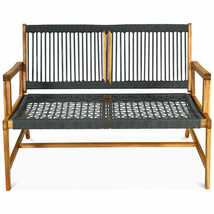 2-Person Acacia Wood Yard Bench for Balcony and Patio