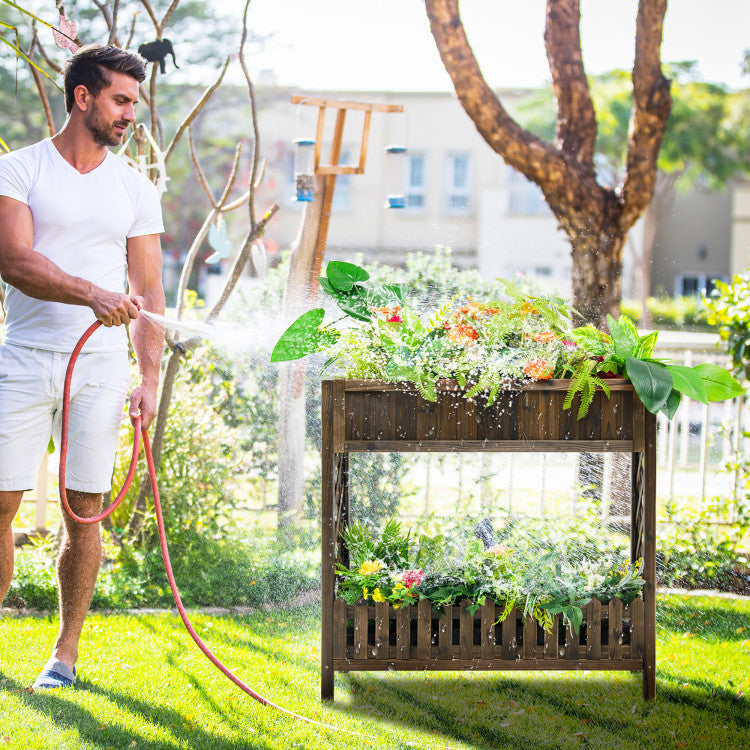 2-Tier Wood Raised Garden Bed for Vegetable and Fruit