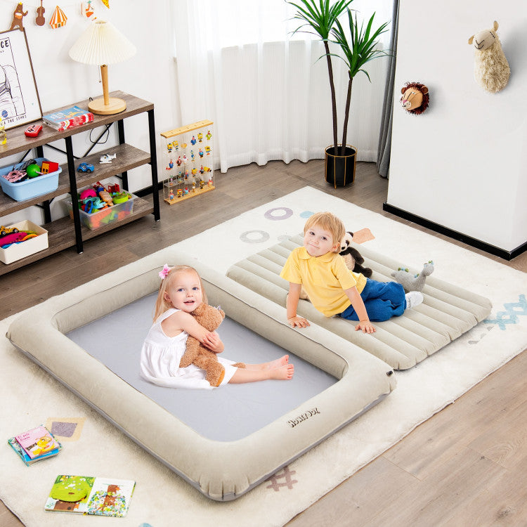 2-in-1 Inflatable Toddler Travel Bed Air Baby Mattress Set with Electric Pump
