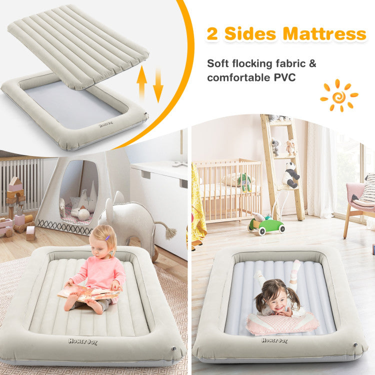 2-in-1 Inflatable Toddler Travel Bed Air Baby Mattress Set with Electric Pump